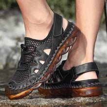 Lade das Bild in den Galerie-Viewer, draussenfeet handgefertigte lederschuhe sandalen hausschuhe 31281 schwarz
