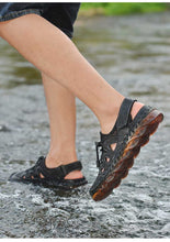Lade das Bild in den Galerie-Viewer, draussenfeet handgefertigte lederschuhe sandalen hausschuhe 31281 schwarz
