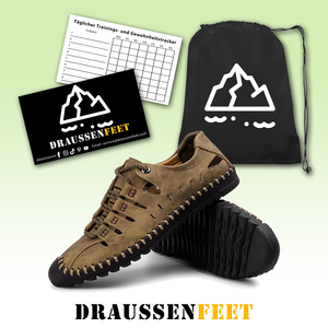 draussenfeet handgefertigte lederschuhe sandalen hausschuhe 31295 khaki