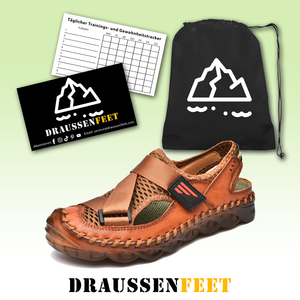 draussenfeet handgefertigte lederschuhe sandalen hausschuhe 31299 braun