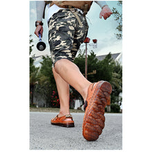 Lade das Bild in den Galerie-Viewer, draussenfeet handgefertigte lederschuhe sandalen hausschuhe 31299 braun
