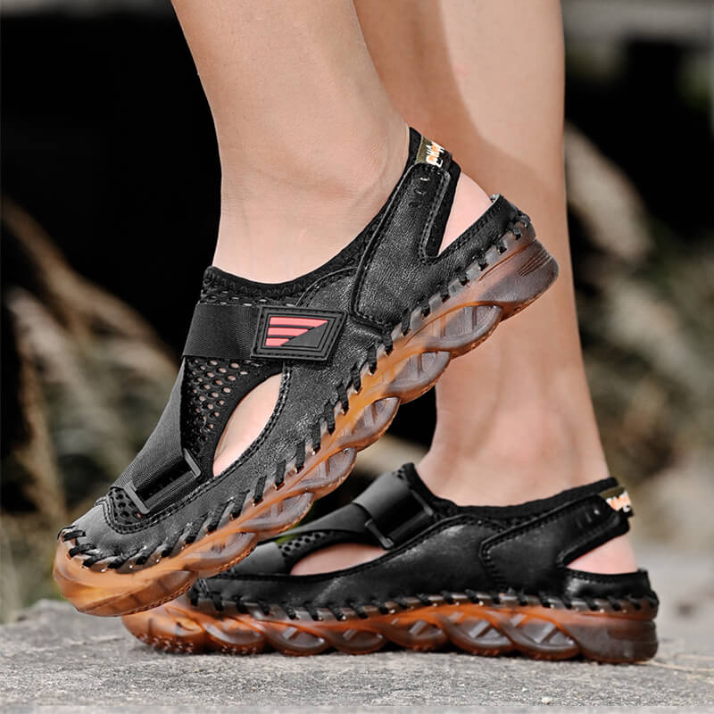 Sommer New Hole Schuhe atmungsaktive weiche Ledersandalen Strandschuhe