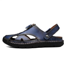 Lade das Bild in den Galerie-Viewer, draussenfeet handgefertigte lederschuhe sandalen hausschuhe 31304 blau
