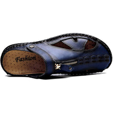 Lade das Bild in den Galerie-Viewer, draussenfeet handgefertigte lederschuhe sandalen hausschuhe 31304 blau
