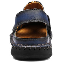 Lade das Bild in den Galerie-Viewer, draussenfeet handgefertigte lederschuhe sandalen hausschuhe 31304 blau
