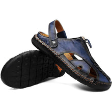 Lade das Bild in den Galerie-Viewer, draussenfeet handgefertigte lederschuhe sandalen hausschuhe 31304 blau
