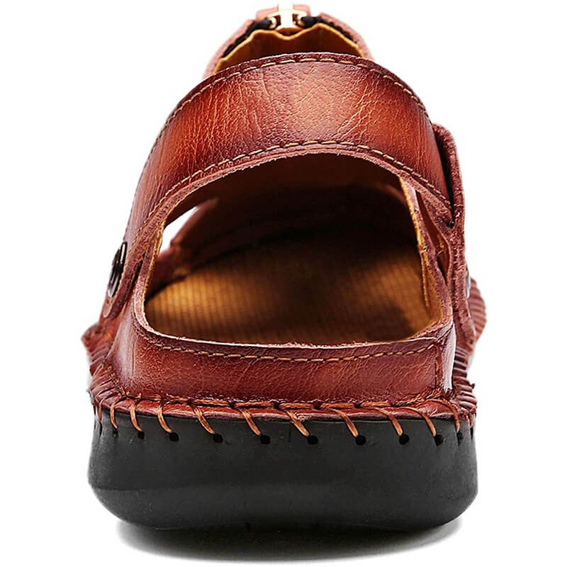 Herren Casual Closed Toe Leder handgefertigte Sandalen Verstellbare Fisherman Beach Sandalen für Walking Walking im Freien