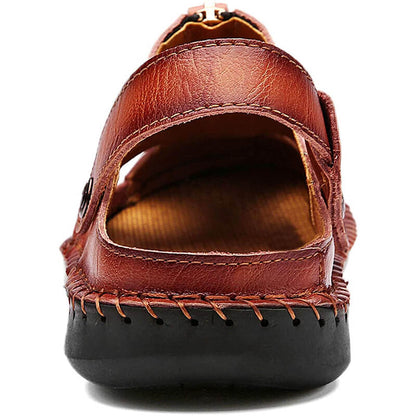 Herren Casual Closed Toe Leder handgefertigte Sandalen Verstellbare Fisherman Beach Sandalen für Walking Walking im Freien