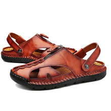 Lade das Bild in den Galerie-Viewer, draussenfeet handgefertigte lederschuhe sandalen hausschuhe 31304 braun
