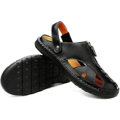 Herren Casual Closed Toe Leder handgefertigte Sandalen Verstellbare Fisherman Beach Sandalen für Walking Walking im Freien