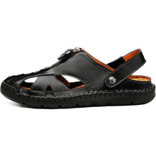 Lade das Bild in den Galerie-Viewer, draussenfeet handgefertigte lederschuhe sandalen hausschuhe 31304 schwarz

