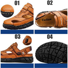 Lade das Bild in den Galerie-Viewer, draussenfeet handgefertigte lederschuhe sandalen hausschuhe 31306 braun
