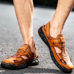 Men's spring summer closed Velcro fastener sandals