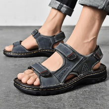 Lade das Bild in den Galerie-Viewer, Herrensandalen Outdoor Echtes Leder Atmungsaktive Herrensandalen Leder Handgefertigte Herren Strandsandalen
