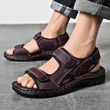 Lade das Bild in den Galerie-Viewer, Herrensandalen Outdoor Echtes Leder Atmungsaktive Herrensandalen Leder Handgefertigte Herren Strandsandalen
