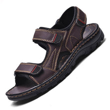 Lade das Bild in den Galerie-Viewer, Herrensandalen Outdoor Echtes Leder Atmungsaktive Herrensandalen Leder Handgefertigte Herren Strandsandalen
