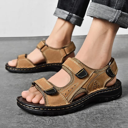 Men's sandals outdoor real leather breathable men's sandals leather handmade men beach sandals