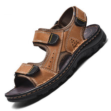 Lade das Bild in den Galerie-Viewer, Herrensandalen Outdoor Echtes Leder Atmungsaktive Herrensandalen Leder Handgefertigte Herren Strandsandalen
