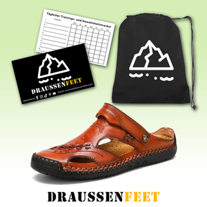draussenfeet handgefertigte lederschuhe sandalen hausschuhe 31316 rotbraun
