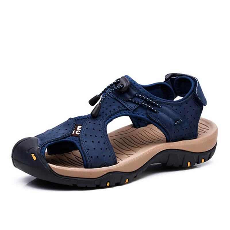 Herren Ledersandalen Wandern Wanderschuhe Outdoor Trekkingsandalen Atmungsaktive Sportschuhe Hook Loop Schuhe