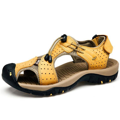 Herren Ledersandalen Wandern Wanderschuhe Outdoor Trekkingsandalen Atmungsaktive Sportschuhe Hook Loop Schuhe