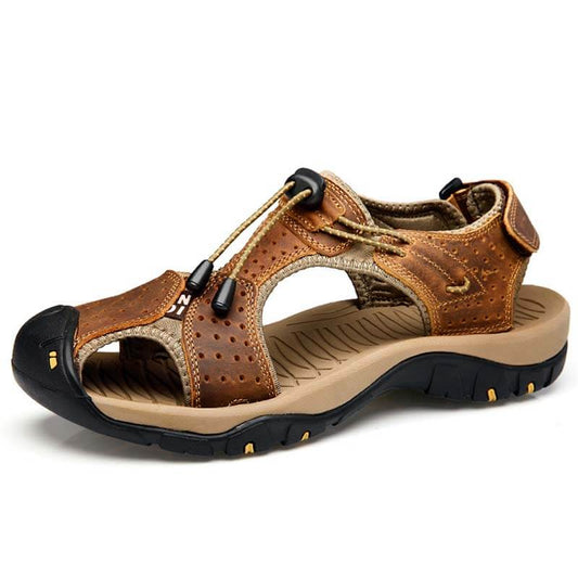 Herren Ledersandalen Wandern Wanderschuhe Outdoor Trekkingsandalen Atmungsaktive Sportschuhe Hook Loop Schuhe