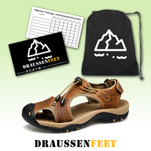Lade das Bild in den Galerie-Viewer, draussenfeet handgefertigte lederschuhe sandalen hausschuhe 31333 khaki
