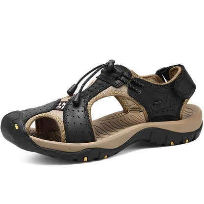 Herren Ledersandalen Wandern Wanderschuhe Outdoor Trekkingsandalen Atmungsaktive Sportschuhe Hook Loop Schuhe