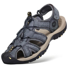 Lade das Bild in den Galerie-Viewer, Männer Rindsleder atmungsaktiv rutschfeste geschlossene Zehen Waten Casual Outdoor Sandalen
