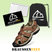 Lade das Bild in den Galerie-Viewer, draussenfeet handgefertigte lederschuhe sandalen hausschuhe 31337 braun
