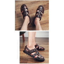Lade das Bild in den Galerie-Viewer, draussenfeet handgefertigte lederschuhe sandalen hausschuhe 31341 braun
