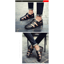 Lade das Bild in den Galerie-Viewer, draussenfeet handgefertigte lederschuhe sandalen hausschuhe 31341 schwarz
