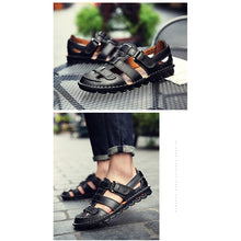 Lade das Bild in den Galerie-Viewer, draussenfeet handgefertigte lederschuhe sandalen hausschuhe 31341 schwarz
