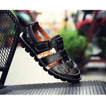 Lade das Bild in den Galerie-Viewer, draussenfeet handgefertigte lederschuhe sandalen hausschuhe 31341 schwarz

