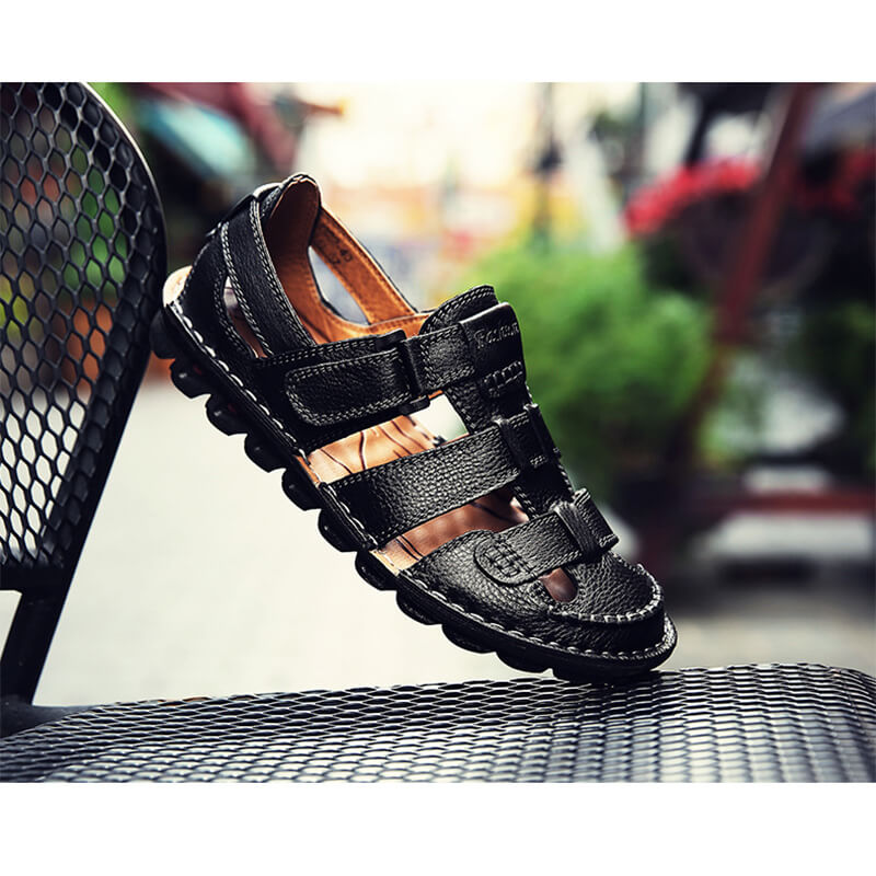 Hochwertige Kuh Leder Sandalen Sommer Outdoor Handgemachte Herren Sandalen Mode Bequeme Herren Strand Lederschuhe