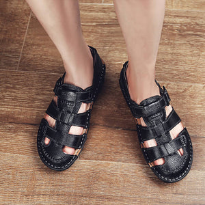 Hochwertige Kuh Leder Sandalen Sommer Outdoor Handgemachte Herren Sandalen Mode Bequeme Herren Strand Lederschuhe