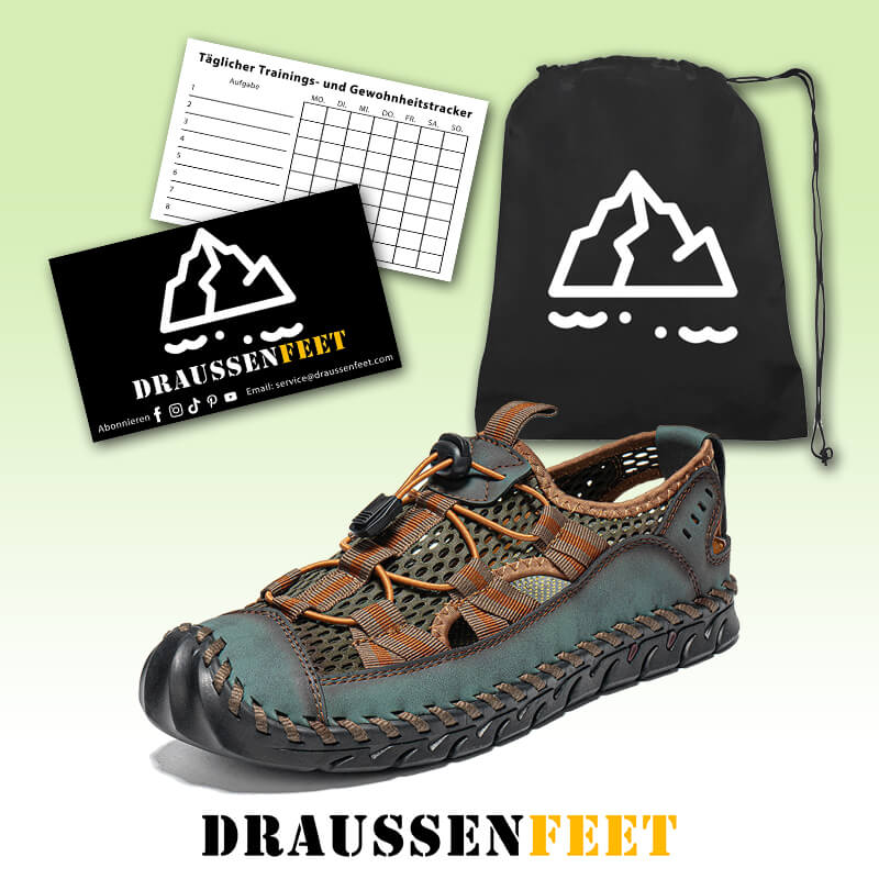 Männer Rindsleder Handnähte Mesh Atmungsaktiv Weicher Boden Lässige Outdoor-Sandalen