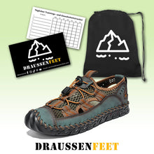 Load image into Gallery viewer, Men cowhide hand seams mesh breathable soft soil casual outdoor sandals
