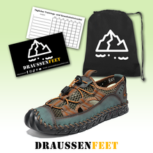 Lade das Bild in den Galerie-Viewer, draussenfeet handgefertigte lederschuhe sandalen hausschuhe 31343 grun
