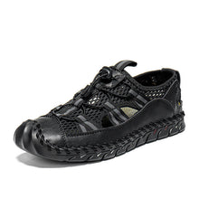 Load image into Gallery viewer, Men cowhide hand seams mesh breathable soft soil casual outdoor sandals
