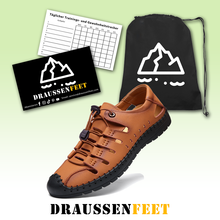 Lade das Bild in den Galerie-Viewer, draussenfeet handgefertigte lederschuhe sandalen hausschuhe 31349 braun
