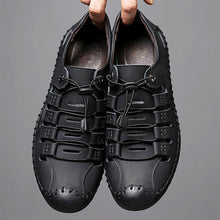 Lade das Bild in den Galerie-Viewer, draussenfeet handgefertigte lederschuhe sandalen hausschuhe 31349 schwarz
