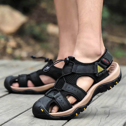 Männer Rindsleder Atmungsaktiv Rutschfeste Weiche Unterseite Bequeme Outdoor Lässige Strandsandalen