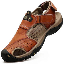 Lade das Bild in den Galerie-Viewer, Ledersandalen für Herren im Freien Wandersandalen, wasserdicht sportlich Sport-Sandalen Fischer-Strandschuhe geschlossene Zehen Wassersandalen
