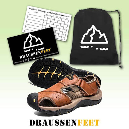 Ledersandalen für Herren im Freien Wandersandalen, wasserdicht sportlich Sport-Sandalen Fischer-Strandschuhe geschlossene Zehen Wassersandalen