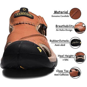 Ledersandalen für Herren im Freien Wandersandalen, wasserdicht sportlich Sport-Sandalen Fischer-Strandschuhe geschlossene Zehen Wassersandalen