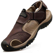 Lade das Bild in den Galerie-Viewer, Ledersandalen für Herren im Freien Wandersandalen, wasserdicht sportlich Sport-Sandalen Fischer-Strandschuhe geschlossene Zehen Wassersandalen
