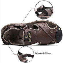 Lade das Bild in den Galerie-Viewer, draussenfeet handgefertigte lederschuhe sandalen hausschuhe 31406 dunkelbraun
