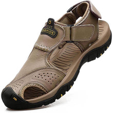 Lade das Bild in den Galerie-Viewer, Ledersandalen für Herren im Freien Wandersandalen, wasserdicht sportlich Sport-Sandalen Fischer-Strandschuhe geschlossene Zehen Wassersandalen
