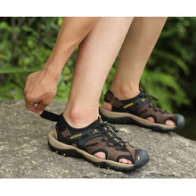 Lade das Bild in den Galerie-Viewer, draussenfeet handgefertigte lederschuhe sandalen hausschuhe 31407 braun
